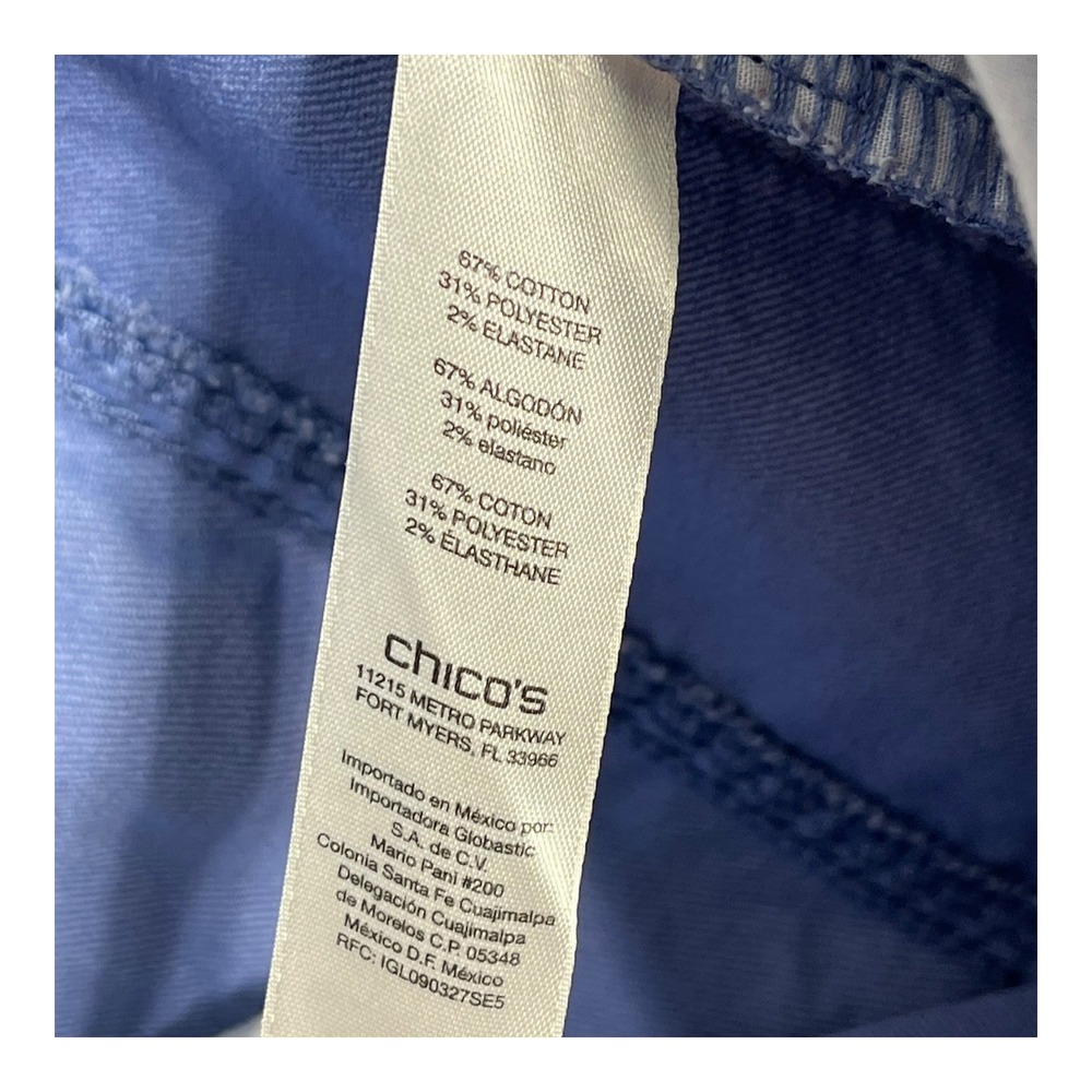 Chico's Blue Straight Leg Stretch Cotton Blend Pants Size 2.5 Regular Womens‎ - Picture 7 of 8